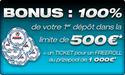 100 % de bonus dans la limite de 500 euros