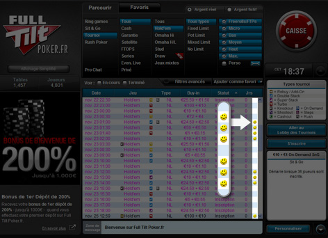 Smiley pour indiquer les tables Short Handed sur Full Tilt