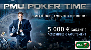 5K PMU Poker Time - 4 Freerolls à 5.000 euros sur PMU Poker