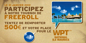 Freeroll FREEWPT1 sur PMU Poker - 31 janvier 2012