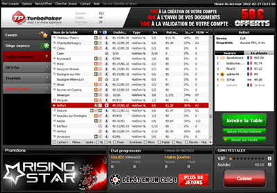 Interface du logiciel Turbo Poker