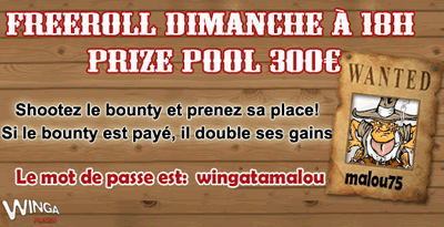 Mot de passe pour le tournoi Winga Poker facebook du dimanche  18 h