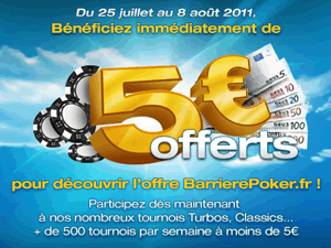 5 euros offerts par BarrierePoker.fr