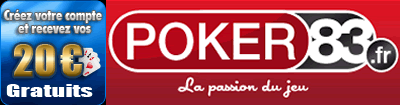 20 euros offerts sans dépôt par Poker83.fr